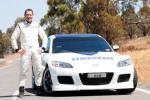 Steve Glenney with the Mazda RX-8 SP he will drive in Targa Tasmania